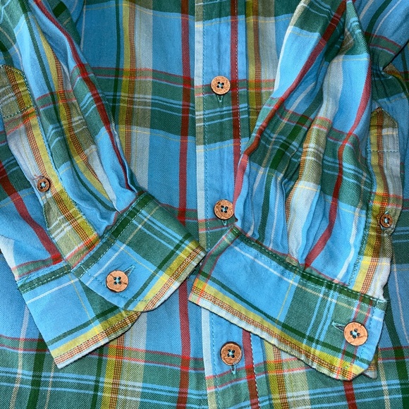 Vintage 1946 Mens Button Down Shirt SXL lt blue Blue Plaid Washed Stoned Beaten - Picture 5 of 8